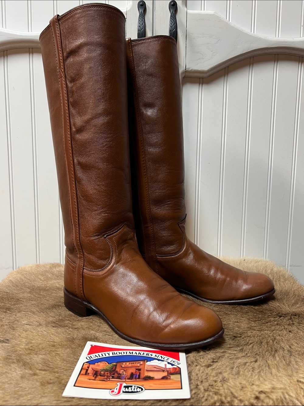 Justin Stovepipe Cowboy Boots 5 Vintage